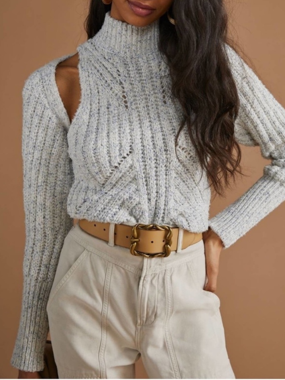 ANTHROPOLOGIE Ribbed Sweater Shrug Set NWT in Size XL